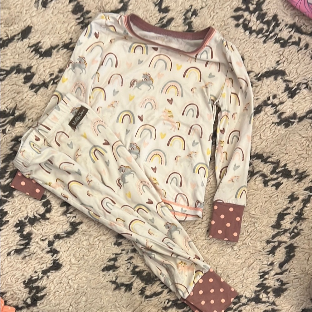 Matilda Jane Cream and Pink Pajama Set with Whimsical Unicorn Print